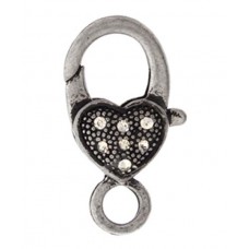 27mm Antique Silver Heart Lobster Clasp