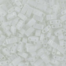 White Opaque Matte Half Tila Beads, colour 0402F,   5.2g approx.