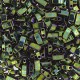 Green Malachite Opaque Iris Metallic Half Tila Beads, colour 0468, 5.2gm approx.