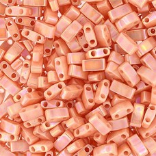 Peach Opaque AB Half Tila Beads, colour 0596, 5.2gm approx.