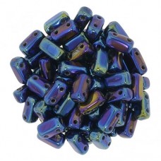 Iris Blue 2-Hole Brick Bead - 3 x 6mm - Pack of 50