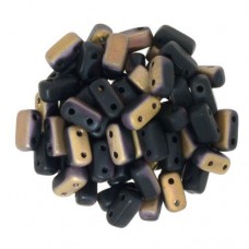 Matte Apollo Jet 2-Hole Brick Beads - 3 x 6mm - Pack of 50