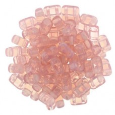 Milky Pink 2 Hole Brick Beads - 3x6mm - Approx 50 beads