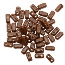 Umber 2-Hole Brick Bead - 3 x 6mm - Pack of 50 