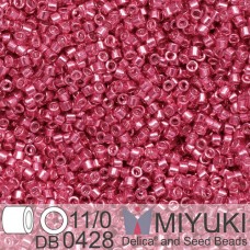 DB0428 Light Cranberry Red Opaque Galvanized-Dyed, Size 11/0 Miyuki Delica Beads...