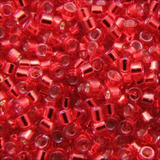 DB0602 Red Silver Lined-Dyed, Size 11/0 Miyuki Delica Beads, 50gm bag