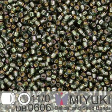 DB0606B Dark Olive Grey Silver Lined-Dyed, Size 11/0 Miyuki Delica Beads, 50gm b...