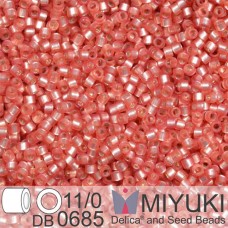 DB0685 Light Cranberry Red Semi-Matte Dyed, Size 11/0 Miyuki Delica Beads, 50gm ...