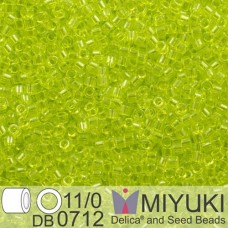 DB0712 Chartreuse Transparent, Size 11/0 Miyuki Delica Beads, 50g approx.