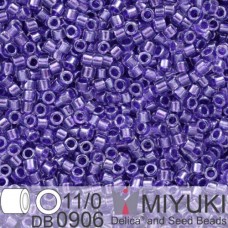 DB0906 Purple Sparkle Crystal Lined, Size 11/0 Miyuki Delica Beads, 50gm bag