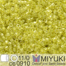 DB0910B Yellow Green Sparkle Crystal Lined, Size 11/0 Miyuki Delica Beads, 50gm ...