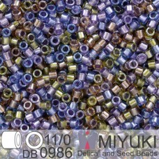 DB0986 Purple Gold Sparkle Lined, Size 11/0 Miyuki Delica Beads, 50gm bag