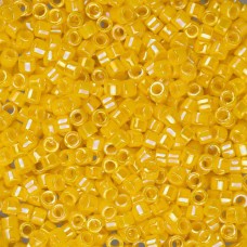 DB1572 Dark Yellow Canary Opaque AB, Size 11/0 Miyuki Delica Beads, 50g approx.