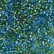 DB0985 Blue Green Sparkle Lined, Size 11/0 Miyuki Delica Beads, 50gm bag